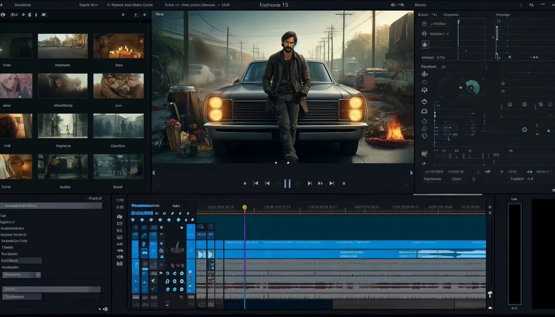 DALL·E 2024-05-16 15.35.40 - A screenshot of a video editing software interface in a 16_9 aspect ratio, showing a wider view. The interface includes a media pool with various vide.jpeg